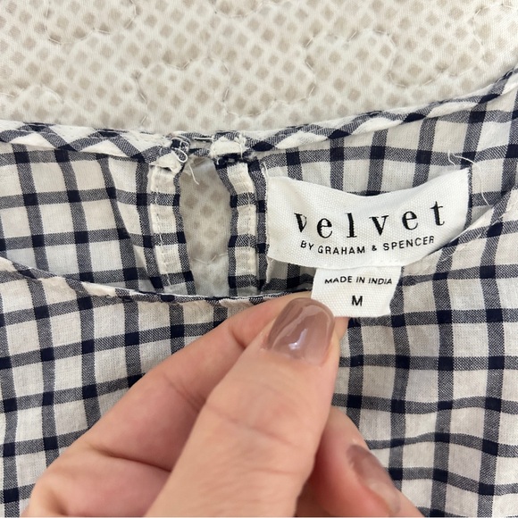 VELVET BY GRAHAM & SPENCER Check Ruffle Yoke Top - Picture 5 of 8